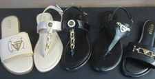 GUESS WOMEN'S FLAT & SLIDE SANDALS - BLACK OR NATURAL - US 7M-9M