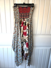 Umgee Dress Medium Y2K Festival Boho Smocked Milkmaid Midi Maxi Hippie Multi