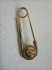 Versace Medusa Safety Gold Color Pin Brooch Accessories Large - Free Shipping