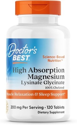 Doctor's Best High Absorption Magnesium Glycinate Lysinate, 100% Chelated.