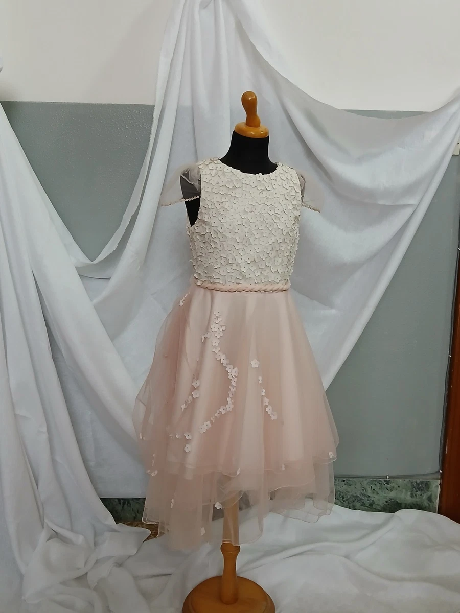 Abito Da Principessa Per Bambina In Cotone E Tulle Rosa, Fascia Età 2-7 Anni (Taglie 100-140)