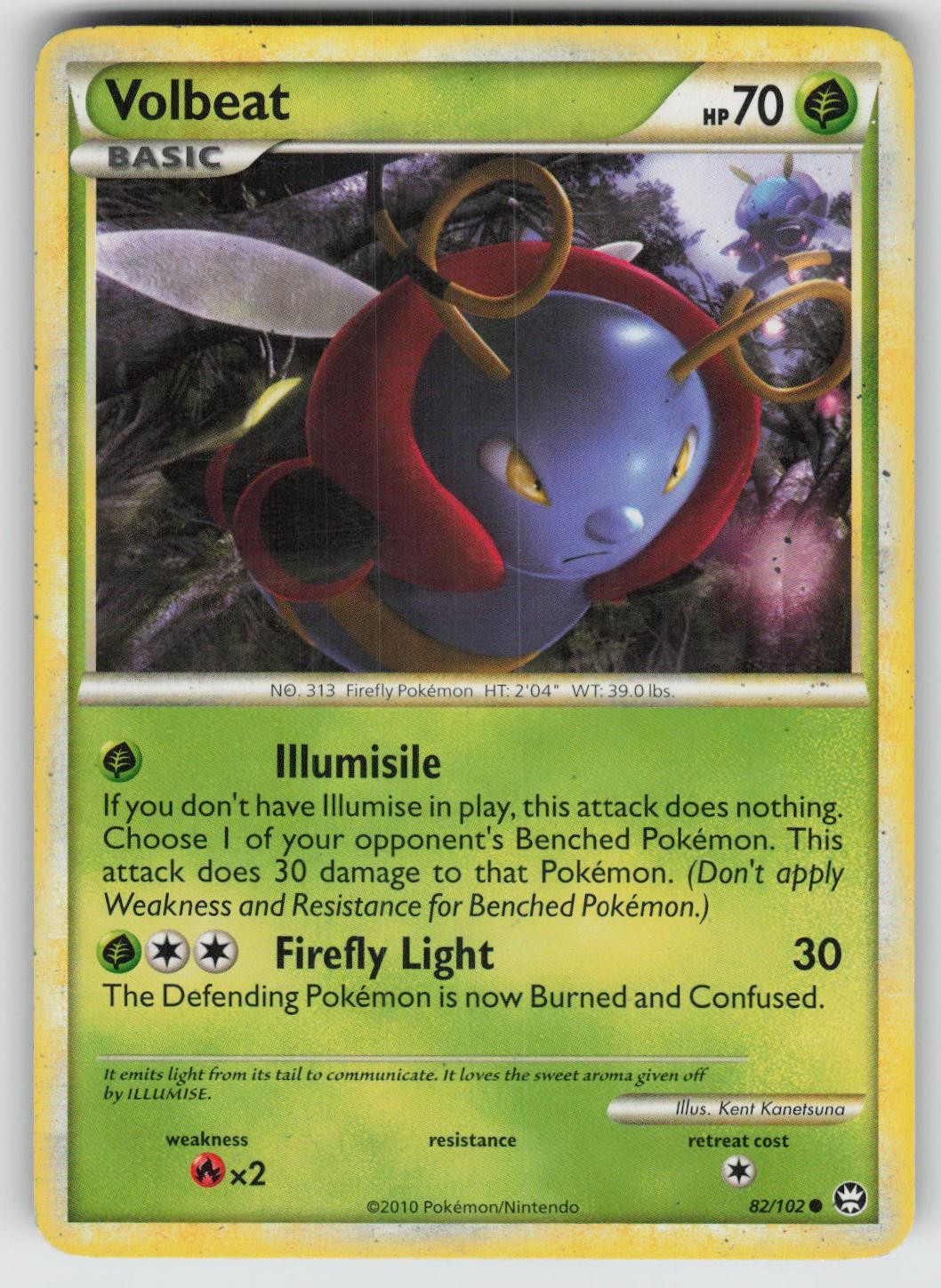 Volbeat 82/102 Common HGSS Triumphant Pokemon Heavily Played