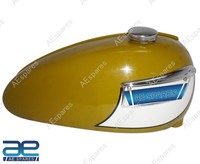 Triumph T120 Bonneville Kraftstofftank 3,5 GL Stahl Gold/Weiß Vorn Mit Abzeichen