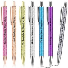 7 PCS Funny Glitter Teacher Pens Retractable Black Ink Gift for Appreciation