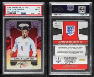 2018 Panini Prizm World Cup Silver Prizm Marcus Rashford #72 PSA 9 MINT