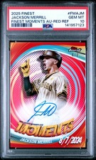 2025 TOPPS FINEST FINEST MOMENTS AUTOS RED REFRACTOR JACKSON MERRILL 4/5 PSA 10