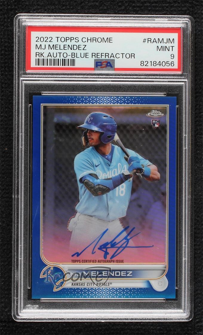 2022 Topps Chrome Rookie Blue Refractor /150 MJ Melendez PSA 9 MINT Auto RC