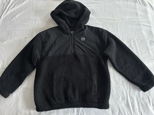 Abercrombie Kids Boys 11/12 Black 1/4 Zip Fleece Pullover Hoodie Sweatshirt