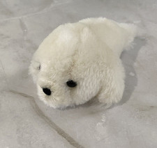 Russ Berrie White Baby Seal Pup Plush Stuffed Animal Mini Tiny Vintage Toy 4"