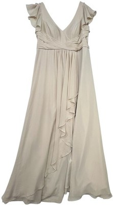 Azazie Womens Omari A-Line Chiffon Bridesmaid Dress Sleeveless Sz A16 Champagne