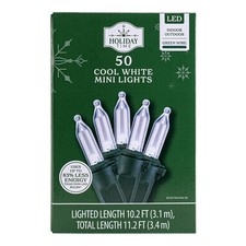 50-Count LED Mini Christmas String Lights, Cool White, 10.2', by Holiday Time