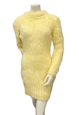 SuperTanya Handmade Fuzzy Mohair Sweater Dress Yellow –One Size–Made in Bulgaria