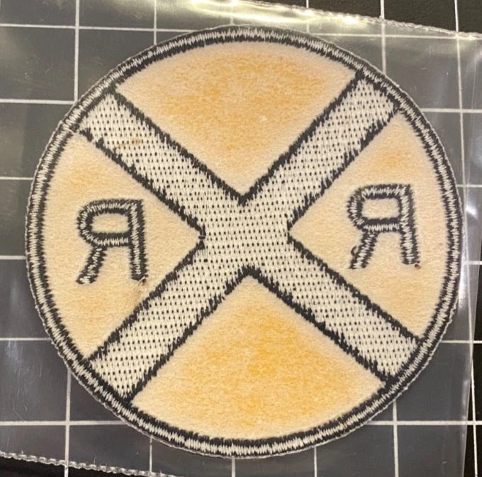 RAILROAD XING PATCH embroidered iron-on ROAD SIGN TRAIN RR CROSSING Railway NEW - Image 3 of 4