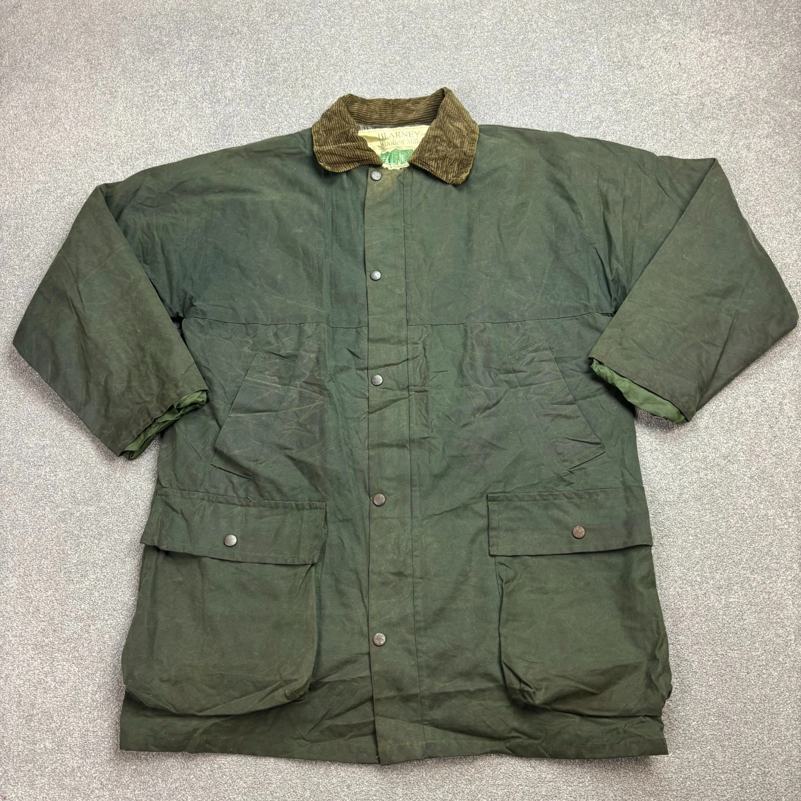Wax Jacket Adult Large Green Hunting Country Outdoors Waterproof Coat Men*
