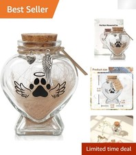 Elegant Heart-Shaped Glass Pet Memorial for Cats - Keepsake with Cork Top