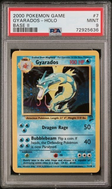 2000 Pokemon Gyarados-Holo Base Set 2 #7 PSA 9