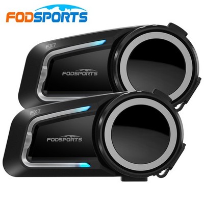 2X Fodsports FX7 Intercom Motorrad Headset Gegensprechanlagen 10 Fahrer 2km MESH