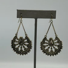 Avon Infinite Stars Earrings Bronze Tone Boho Filigree Crescent Medallion