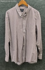 Nautica Men's Burgundy White Gingham Classic Fit Button Down Shirt Sz 17.5 34/35