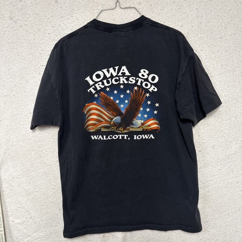 Vtg 3D Emblem Truckers Only American By Birth. Walcott Iowa 80 Truck Stop Large - Picture 3 of 7