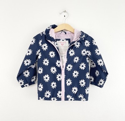 Carters Blue Pink Daisy Floral Zip Hooded Lightweight Jacket Baby Girl 18M