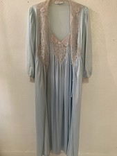 Vintage Miss Elaine Sheer Light Blue Peignoir Gown And robe Set