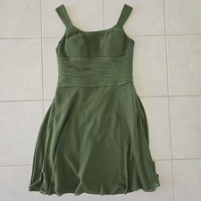 Azazie Green Size Chiffon Knee Length Formal Dress Olive Green Sz M 4-6