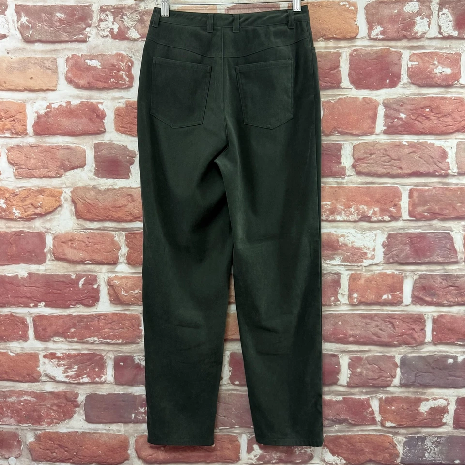 Vintage Talbots Womens Pants 6 Green Faux Suede Straight Leg Stretchy Trousers - Image 2 of 4