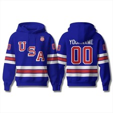 USA Hockey Olympic 2026 Blue Hoodie Pullover Shirt - ALL OVER PRINT S-3XL