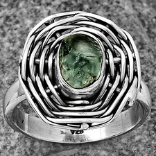 Natural Aquamarine Rough - Brazil 925 Sterling Silver Ring s.7 Jewelry R-1445