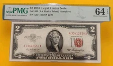 $2 Legal Tender Note (AAblock) Priest/Humphrey Fancy Serial# 33412550 64 EPQ