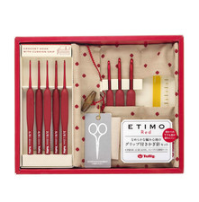 Tulip TED001 ETIMO Red Crochet set red crochet hook with cushion grip New Japan