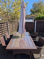 Garden Table Set with 4 Chairs and Umbrella