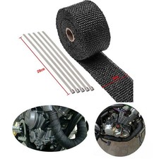 2 Black Exhaust Heat Wrap Roll For Motorcycle Fiberglass Heat Shield Tape Tie 2 Black Exhaust Heat Wrap Roll For Motorcycle Fiberglass Heat Shield Tape Tie
