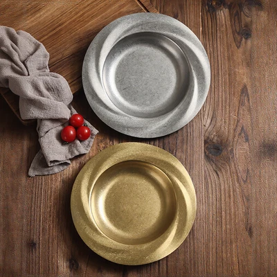 Stainless Steel Salad Serving Plate 23CM Round Shape Rust Resistant Finish - Image 1 of 4