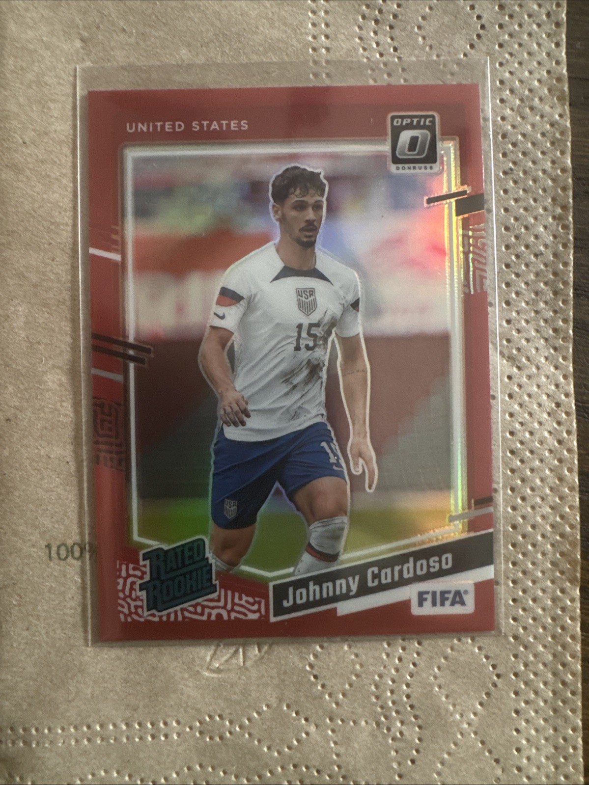 2023-24 Donruss Optic FIFA Johnny Cardoso Rated Rookie Red Holo Prizm #/299
