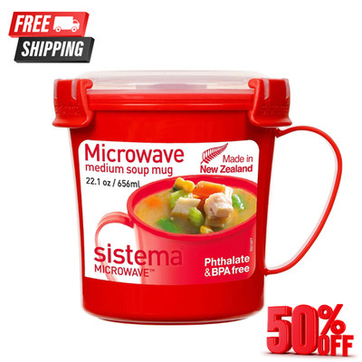 Sistema 656ml Mikrowelle Suppentasse mittel Kunststoff schnell Eintöpfe Heißgetränke Becher
