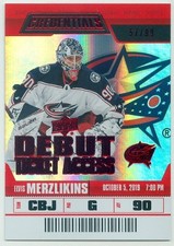 2019-20 Upper Deck Credentials RED Debut Ticket Access Elvis Merzlikins #d/99
