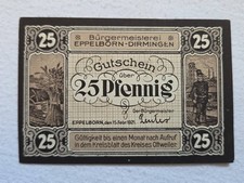 Notgeld 1921 B&Uuml;RGERMEISTEREI EPPELDORN-DIRMINGEN (Rheinland)