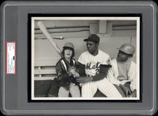 Willie Mays 1972 New York Mets Type 1 Original Photo PSA/DNA RARE w/JFK Jr w/Bat