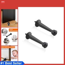 3 Inch Heavy Duty Door Stop Wall Mounted Zinc Matte Black 2 Pack Screw In