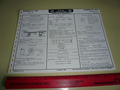 1957 Rambler Six Model 5710 A E A Tune-Up System Vintage RA-85