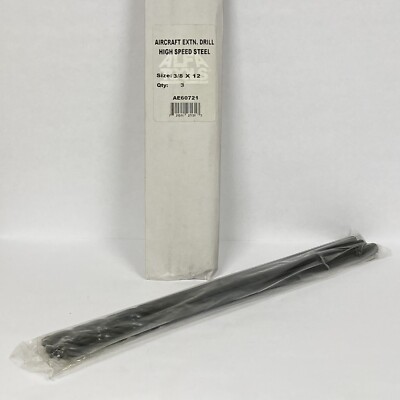 (3-Pk) Alfa Tools Split Point Aircraft Ext. Drill Black Oxide HSS 3/8'' x 12''