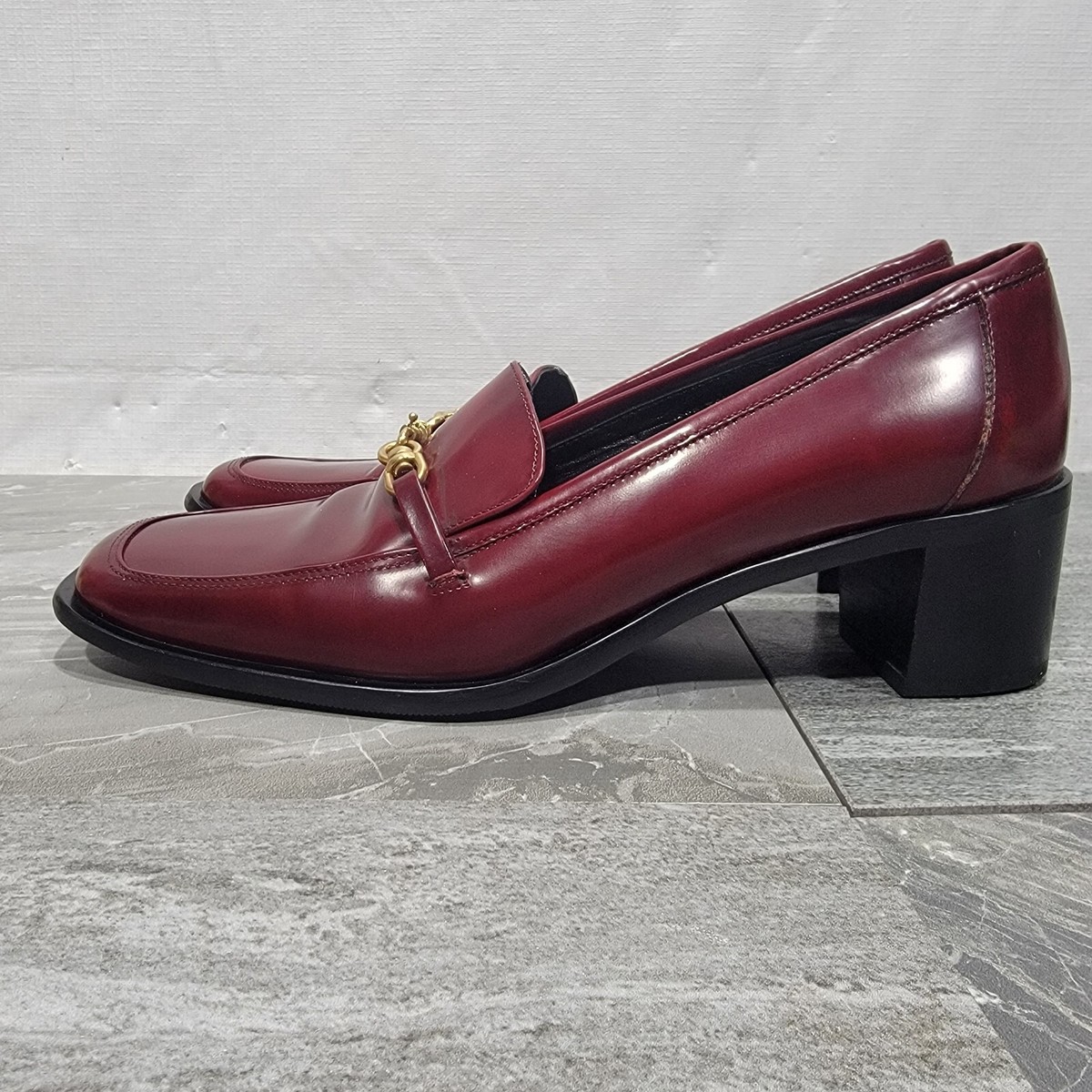 ローファー・オックスフォード saltandchocolate Square Toe Buckle Strap Classic Loafer 4124 Coach Womens Toni Horse Bit Buckle Slip-On Square Toed