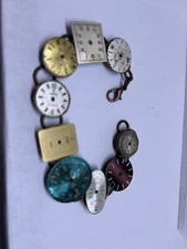 bracelet antique handmade 7" long watch faces copper hardware ooak