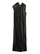 NWT Banana Republic Kaia Silk Midi in Black Asymmetrical Tie Neck Dress S $250