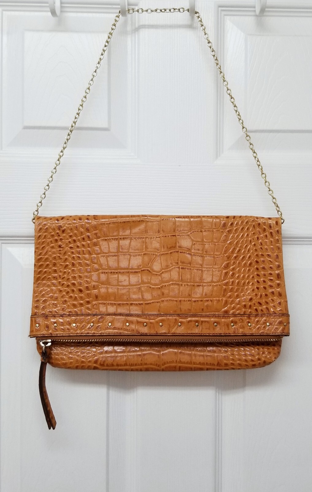 Vintage Halogen Leather Croc Embossed Handbag