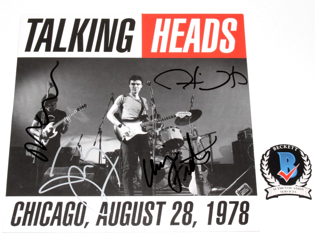 TALKING HEADS BAND SIGNED CHICAGO LIVE 1978 ALBUM VINYL RECORD