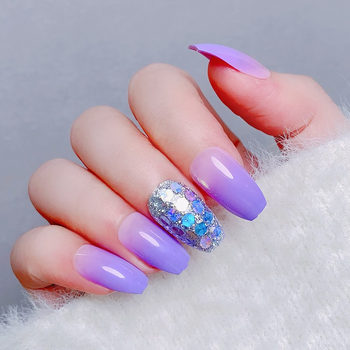 Spiral Purple Ombre Nail Set