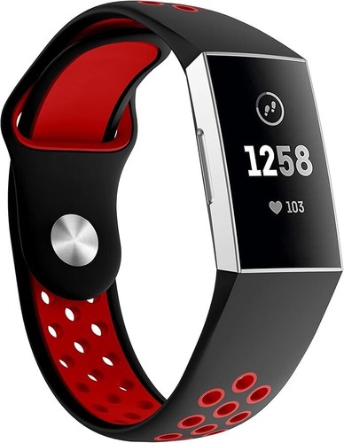 Fitbit Charge 3 Black + Red Small (5.11"-7.67") Sport Replacement Watch Strap - 第 1/7 張圖片